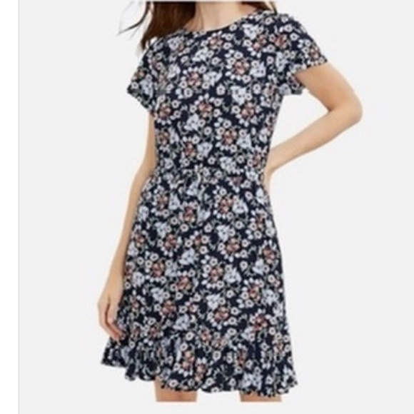 LOFT Dresses & Skirts - LOFT Vivid Navy Blue Floral Midi Dress - So striking! Size Medium